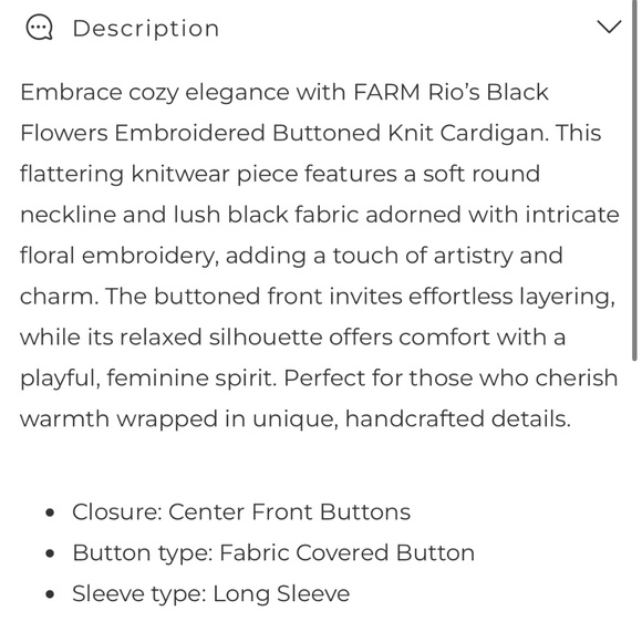 Farm Rio Black Flowers Embroidered Knit Cardigan - Picture 12 of 13